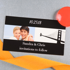 Crear e imprimir imán de boda con foto personalizada en negro de San Francisco 5.08 cm x 8.89 cm Tamaño de tarjeta