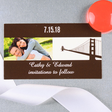 Crear e imprimir imán de boda con foto personalizada marrón de San Francisco 5,08 cm x 8,89 cm Tamaño de tarjeta