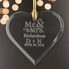 Mr. & Mrs. Personalized Engraved Glass Ornament