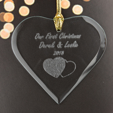 Interlocking Hearts Personalized Engraved Glass Ornament