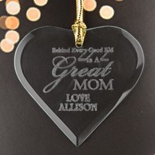 Great Mom Personalized Engraved Glass Ornament