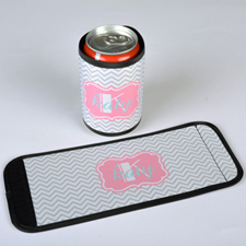 Chevron gris-rosado Envoltura personalizada de lata o botella   