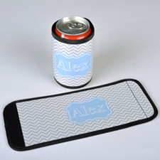  Chevron Aqua gris Envoltura personalizada de lata o botella   