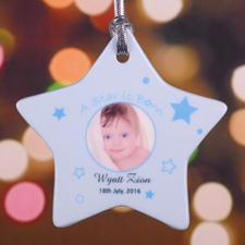 A Star Boy Is Born Personalized Photo Porcelain Ornament