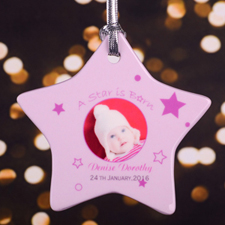 A Star Girl Is Born Personalized Photo Porcelain Ornament