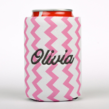 Bordado en zig-zag rosa enfriador de latas personalizado