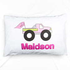Camioneta rosa Nombre personalizado Funda de almohada