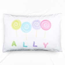 Funda de almohada con nombre personalizado para niños Lollipop