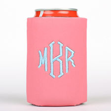 Monograma rosa personalizado bordado  enfriador de lata 