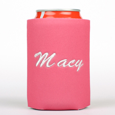 Monograma rosa caliente personalizado Bordado enfriador de latas 