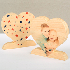 Patriotic Star Wooden Personalized Photo Heart Decor