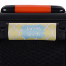 Envoltura de asa de equipaje amarilla personalizada con quatrefoil azul