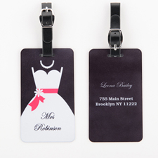 Etiqueta de equipaje personalizada para bodas con La Sra. 