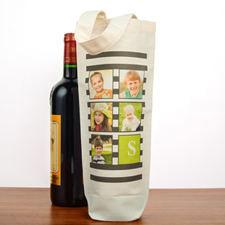Bolsa de vino de algodón personalizada con colage de rayas negras
