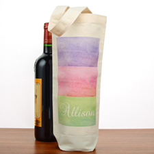 Bolsa de vino de algodón personalizada con rayas de acuarela