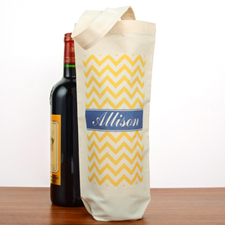 Bolsa de vino de algodón personalizada con símbolos amarillos