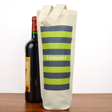 Bolsa de algodón para vino personalzada de rayas marinas color lima