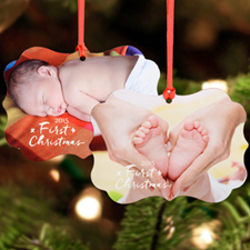 First Christmas Personalized Metal Ornament, White