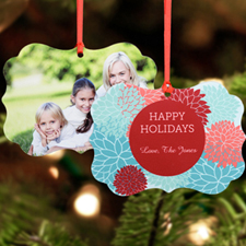 Holiday Bloom Personalized Metal Ornament