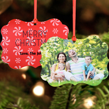 Merry Red Christmas Personalized Metal Ornament