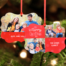 A Very Merry Christmas Personalized Metal Ornament, Red