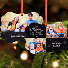 A Very Merry Christmas Personalized Metal Ornament, Black