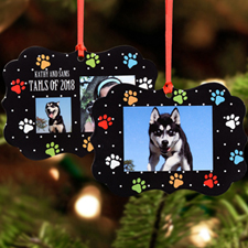 Furry Tails Personalized Metal Ornament, Black