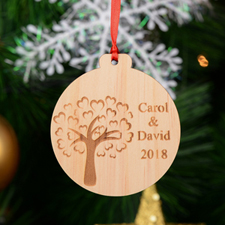 Love Tree Personalized Engraved Wooden Ornament