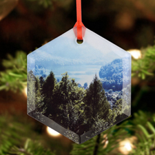 Personalized Photo Glass Ornament Hexagon 3