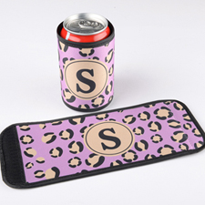 Envoltura de botella y lata personalizada de leopardo púrpura 