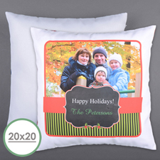 Classic Holiday Personalized Photo Large Pillow Cushion Cover 50.80 cm x 50.80 cm (Sin inserto) 