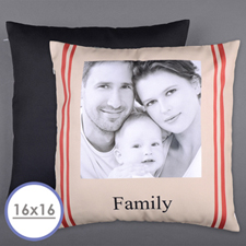Cojín de almohada con fotos personalizadas de la familia a rayas (sin inserción) 