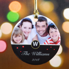 Monogrammed Personalized Photo Christmas Ornament