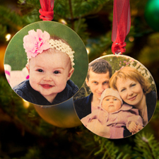 Personalized Wooden Photo Round Ornament