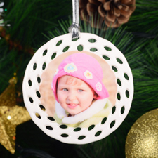Personalized Photo Ceramic Round Filigree Ornament (Custom 1 Side)