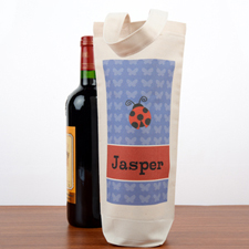 Bolsa de vino de algodón personalizada con mariquita 