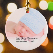My First Christmas Personalized Photo Porcelain Ornament