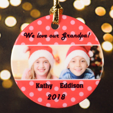 Red Personalized Photo Christmas Porcelain Ornament