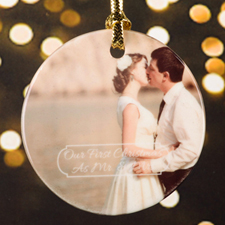 Mr. & Mrs. First Christmas Personalized Photo Porcelain Ornament