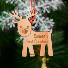 Reindeer Personalized Engraved Wooden Ornament