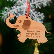 Elephant With Heart Personalized Engraved Wooden Ornament