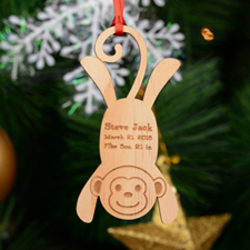 Monkey Personalized Engraved Wooden Ornament