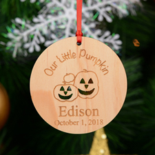 Our Little Pumpkin Personalized Engraved Wooden Ornament