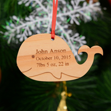 Whale Personalized Engraved Wooded Ornament