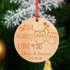Owl Personalized Engraved Wooden Ornament