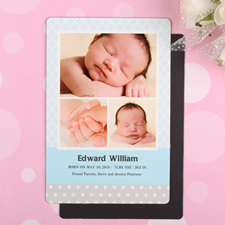 Imán de anuncio del nacimiento de un niño con foto personalizada 10.16 cm x 15.24 cm Grande