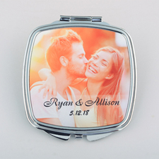 Espejo compacto cuadrado personalizado para la fecha de la boda