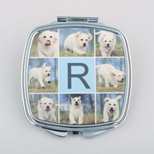 Espejo compacto cuadrado personalizado de collage de ocho 