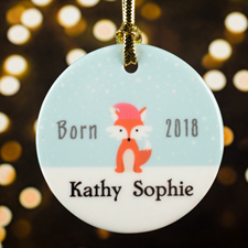 Personalized Fox Porcelain Round Ornament