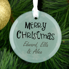 Personalized Merry Christmas Glass Round Ornament